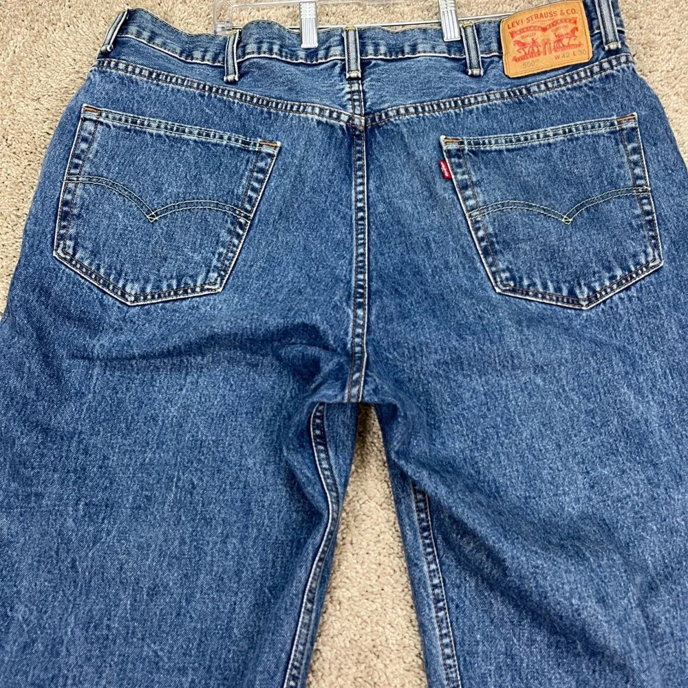 Levis 550 Jeans Mens 42x27 Medium Wash Denim Straight Leg‎ 5 Pocket Classic EUC
